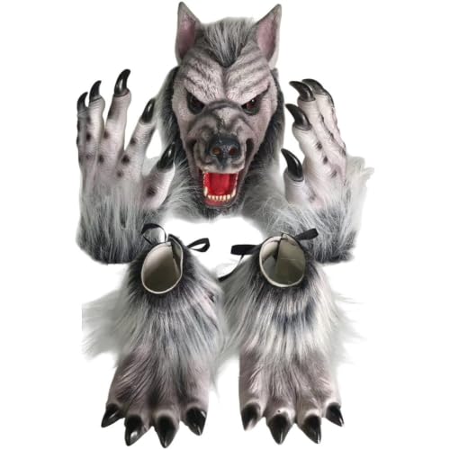 Sslvya Costume De Loup-Garou pour Halloween, Masque, Griffes