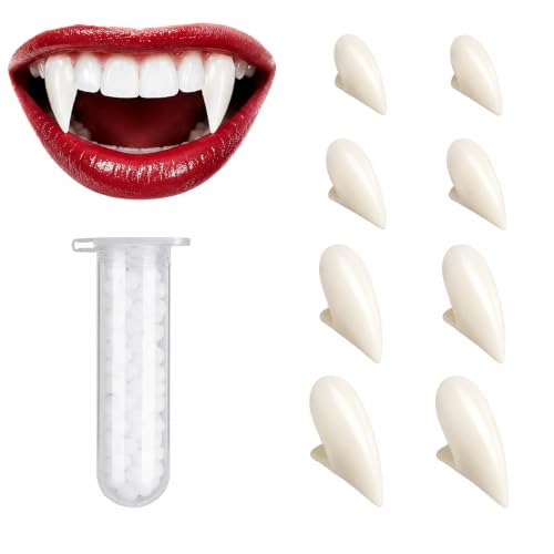 GNIQOAIX 4 Paires de Dents de Vampire pour Halloween, 4 Tail