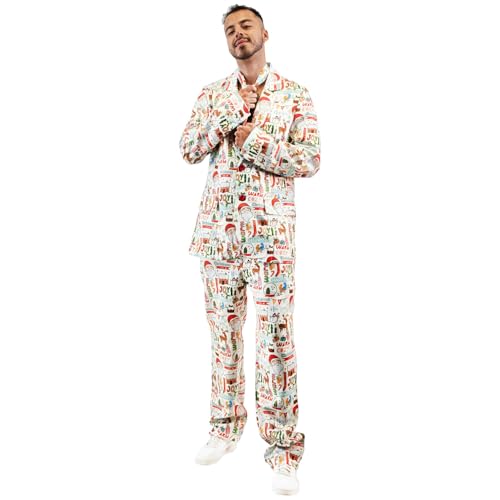 EraSpooky Costume de Noël Homme 3 Pièces Veste, Pantalon et 