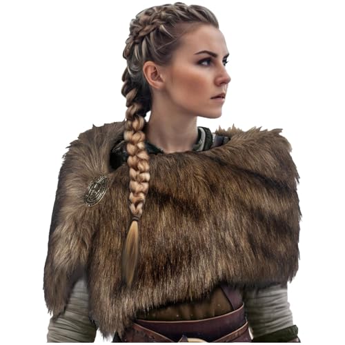 Bastwahl Deguisement Viking Cape Echarpe Femme - Col Fausse 