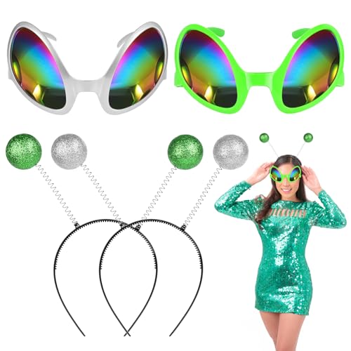 Ainiv 4 Pièces Alien Costume Alien Lunettes de Soleil avec L