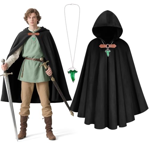BSBUY Cape a Capuche pour Homme Femme, Cape en Velours Medie