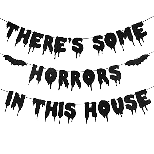 Bannière noire à paillettes « Theres Some Horrors In This Ho