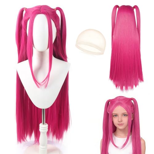 Perruque Mi-ra K-P0P Huntrs, Perruque Rose Longue Cosplay En