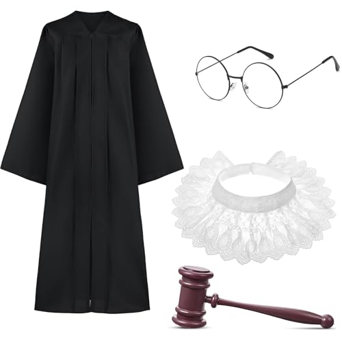 Xaztr Costume de Juge Adulte 4 Pièces avec Robe Noire et Mar