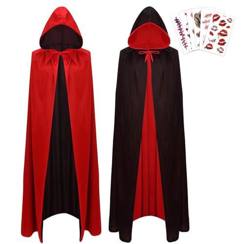 JSRHEEM Cape Halloween avec Capuche 150cm - Costume de Vampi