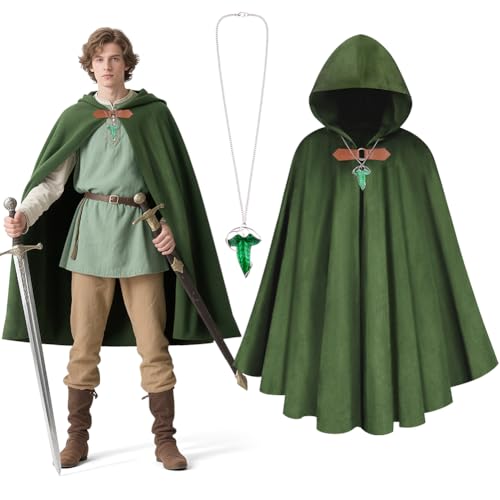 BSBUY Cape a Capuche pour Homme Femme, Cape en Velours Medie