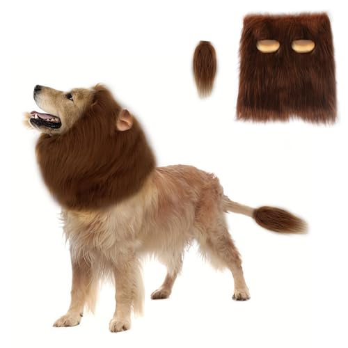 yolzhxe Deguisement Chien avec Oreilles, Réglable Lion Mane
