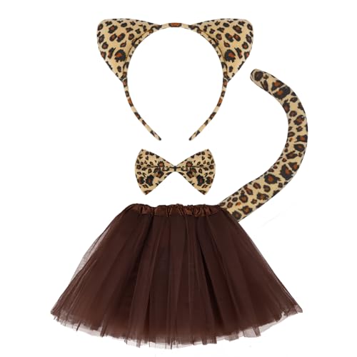 ACWOO Ensemble de Costume Léopard Enfant 4 Pièces - Déguisem