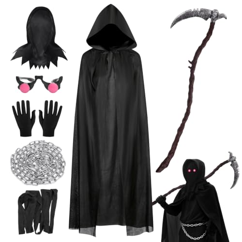 Costume de faucheuse pour enfants avec faux courbé et masque