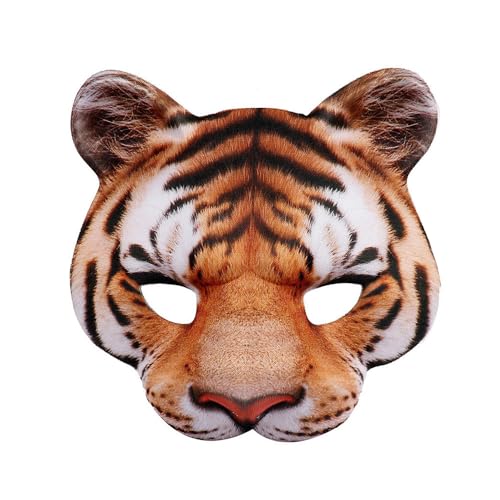 Vocoliday Demi-masque dHalloween en forme de tigre jaune pou