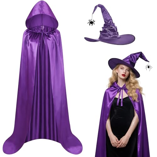 Déguisement Sorcière Femme Costume Halloween Adulte Cape Lon