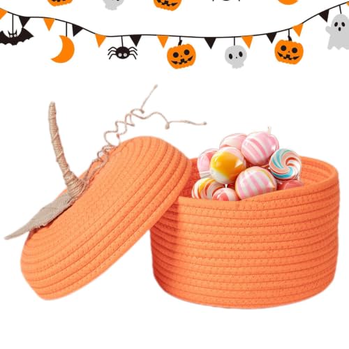 Panier dHalloween Tissée Décorative avec Couvercle