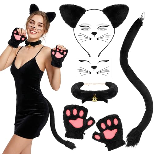 Déguisement Chat Femme Oreille de Chat Serre Tete Collier Ga