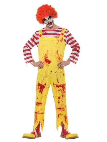 Smiffys Costume de clown tueur, Jaune et rouge, avec combina