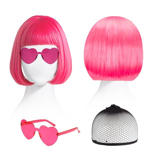 Perruques Cabaret Femme Rose 3pcs