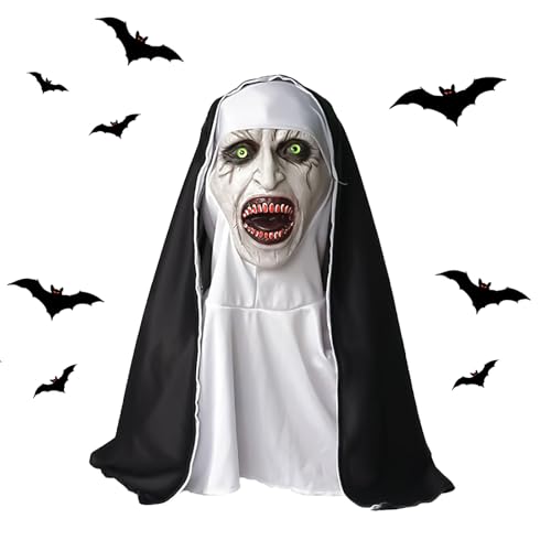 lomdung Halloween Effrayant Masque Nonne, Masques en Latex E