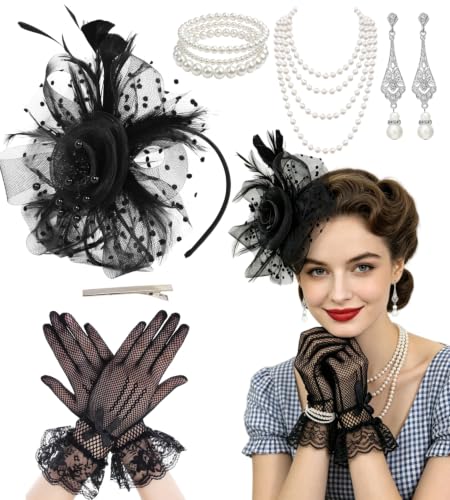 kasahara Set Accessoire Années 20 Gatsby Flapper Bandeau Plu