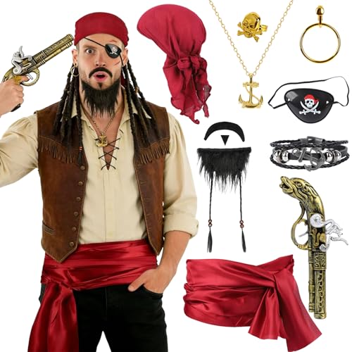 Atsmoce Ensemble dAccessoires Costume Pirate pour Adulte uni