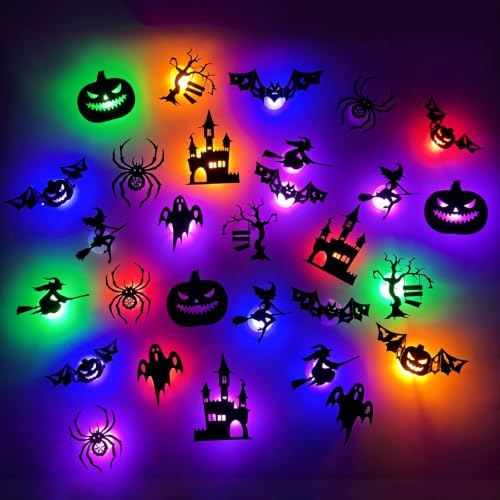 KUKUTrue® 30 Pièces Autocollants Muraux LED 3D Décoration Ha