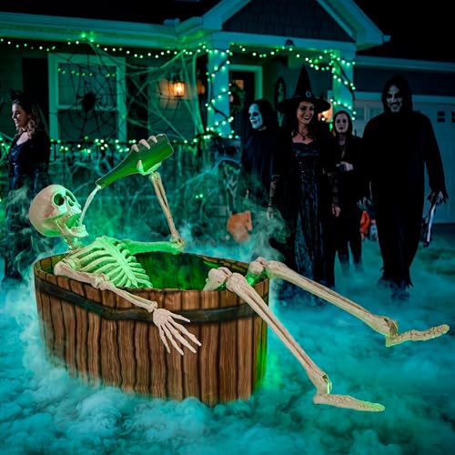 JOYIN Squelette dHalloween animatronique de 1,5 m avec effet