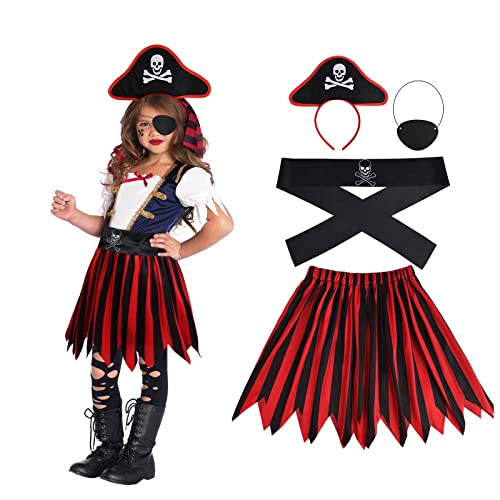 Aomig Costume de pirate pour Fille avec cache-œil de pirate