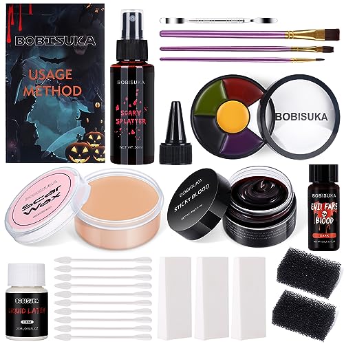 BOBISUKA Kit de Faux Sang Maquillage Halloween 9 PCS