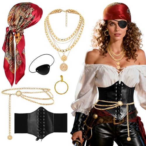 GYIOFAI Lot de 6 accessoires de costume de pirate pour femme