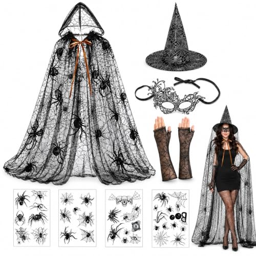 Deguisement Sorciere Femme, 5 Pièces Costume pour Adulte Hal