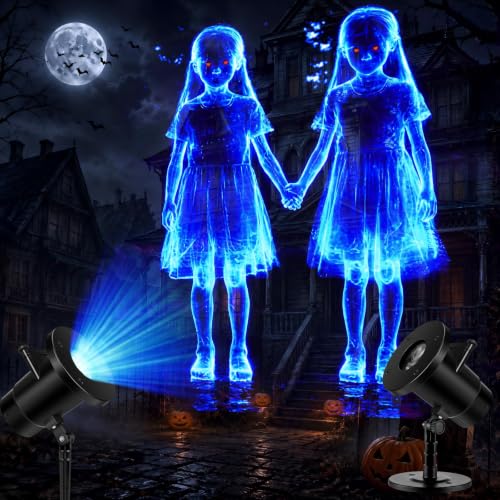ZeahVeyora Projecteur dHalloween Twin Ghosts - Décoration ex