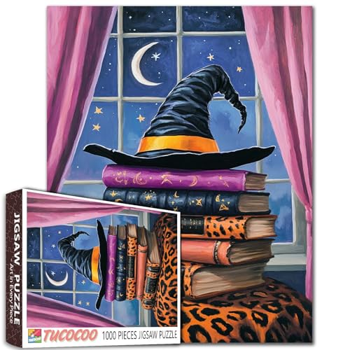 Chapeau de sorcière et Livres Halloween Jigsaw Puzzle pour A
