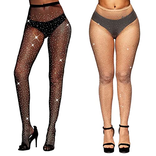 TSHAOUN 2 Pcs Collant Paillette Femme, Resille Strass Collan