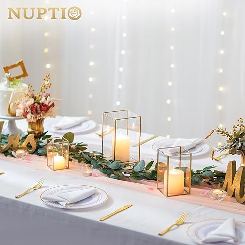 NUPTIO Lanterne Or en Verre Trempé Cheminée 6 Pièces pour Bo