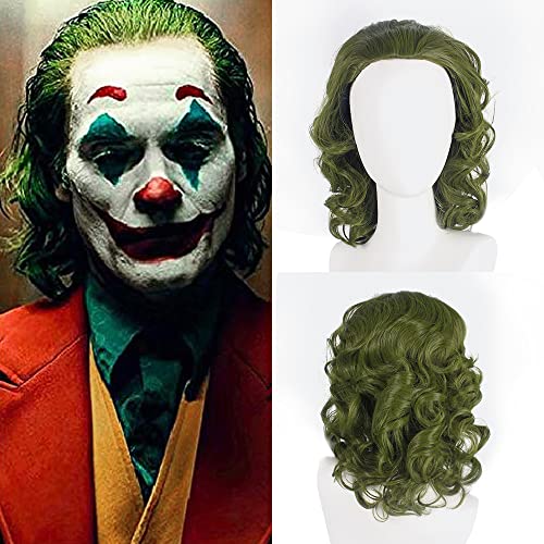 PORSMEER Perruque homme clown Joker perruque courte bouclée 