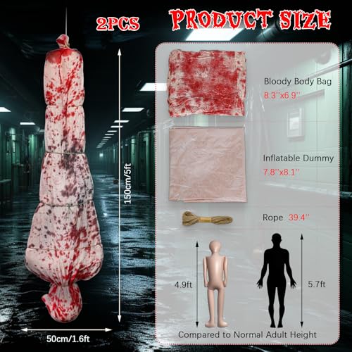 Lot de 2 décorations dHalloween effrayantes de 1,5 m, cadavr
