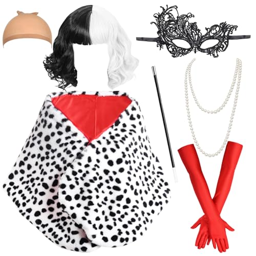Costume Cruella Halloween Femme 7 pièces