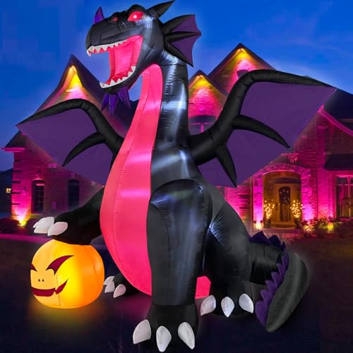Danxilu Dragon Gonflable Halloween Décoration 2,7 m avec Citrouille