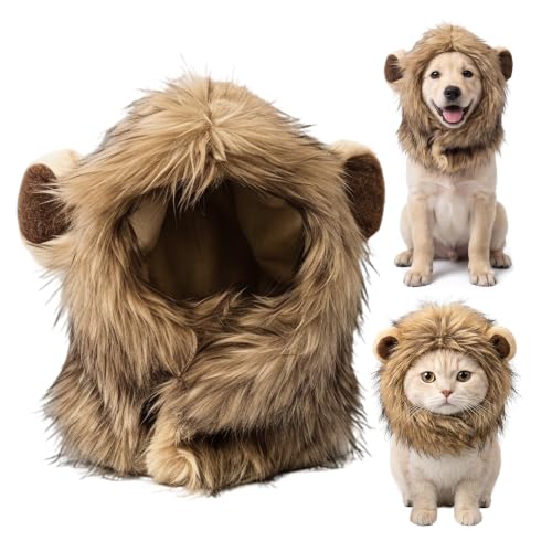 Lions Mane Réglable Déguisement pour Chien Halloween (Brun)