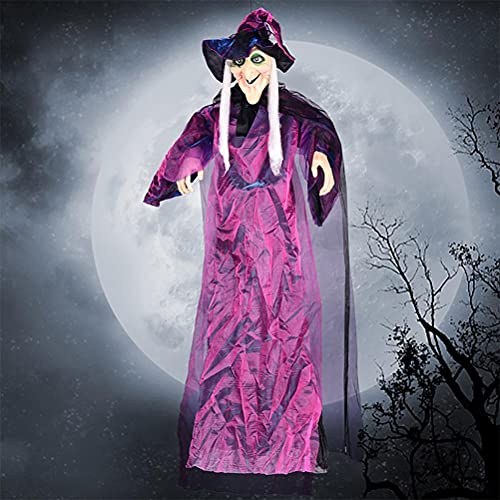 Chrees Halloween Suspendue Sorcière aux Yeux LED, Horreur Id