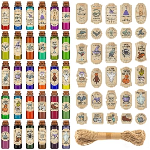 ZAUGONTW Lot de 91 bouteilles de potion dHalloween