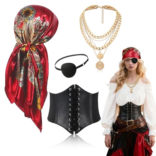 Kit Déguisement Pirate Femme Rouge