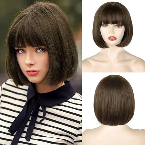 Perruque Bob Courte Marron Naturelle