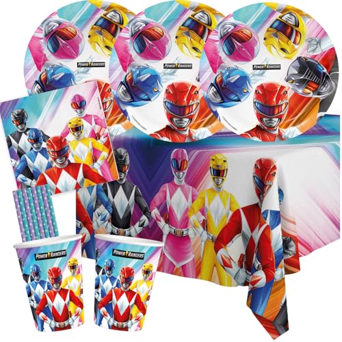 BeenSmile Kit de fête Power Rangers 37 pièces avec assiettes