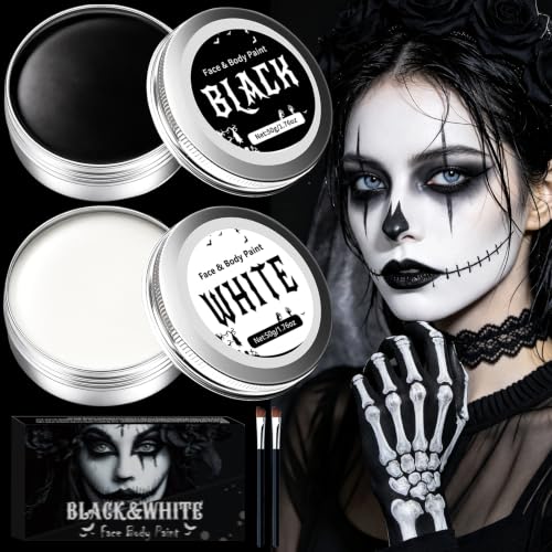 Maquillage Halloween pour Visage, Peinture Visage Blanc Noir