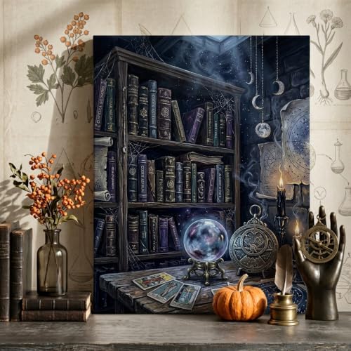 Mystical Crystal Ball Library Scene Halloween Toile murale 2