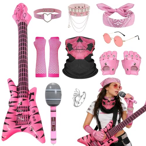 AYNKH 12PCS Déguisement Rockstar Punk Gothique Set,Accessoir