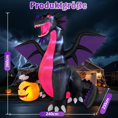 Danxilu Dragon Gonflable Halloween Décoration 3,6 m avec Cit