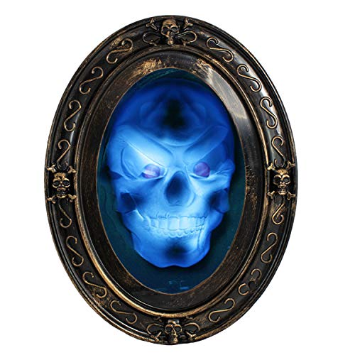 TRIXES Miroir dhalloween Hanté Ovale Noir et Doré avec Image