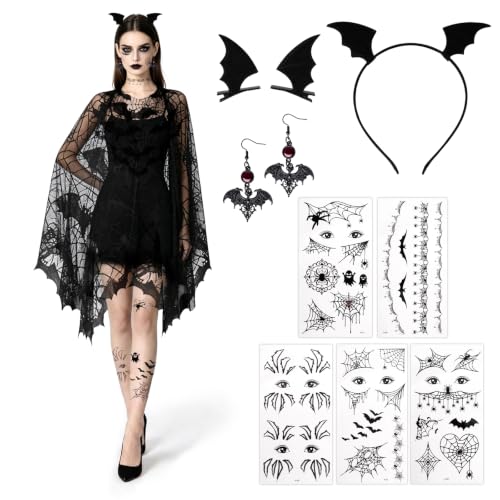 YYSWSAKY Halloween Costume Femme Poncho Araignée Gothique, C