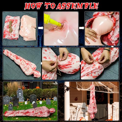 Lot de 2 décorations dHalloween effrayantes de 1,5 m, cadavr